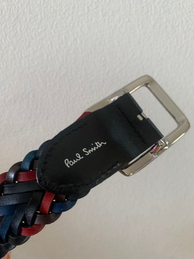 ポールスミス マルチカラー リバーシブル 編み込み レザー メッシュベルト