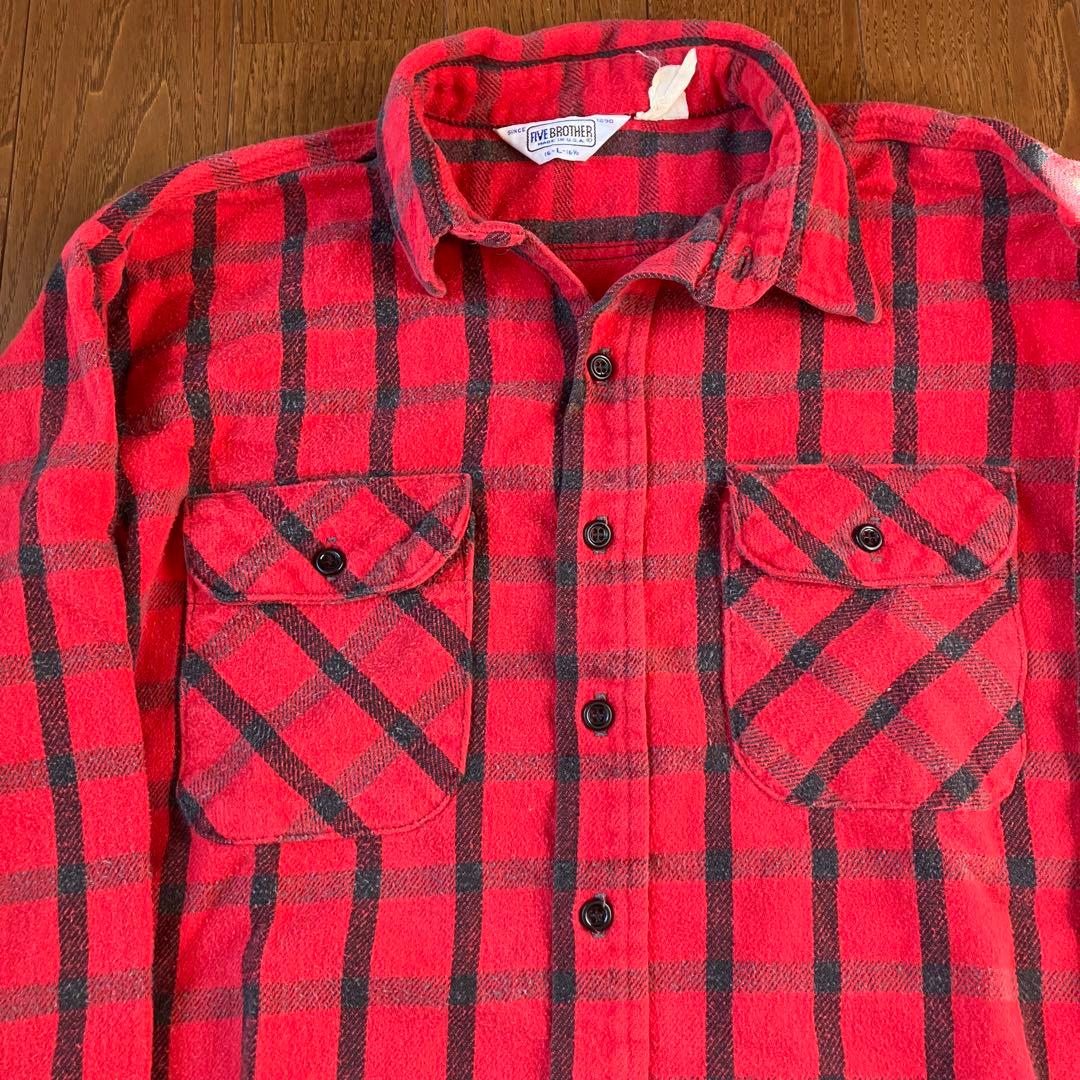 好配色◎ 70s FIVE BROTHER Flannel Shirt USA製