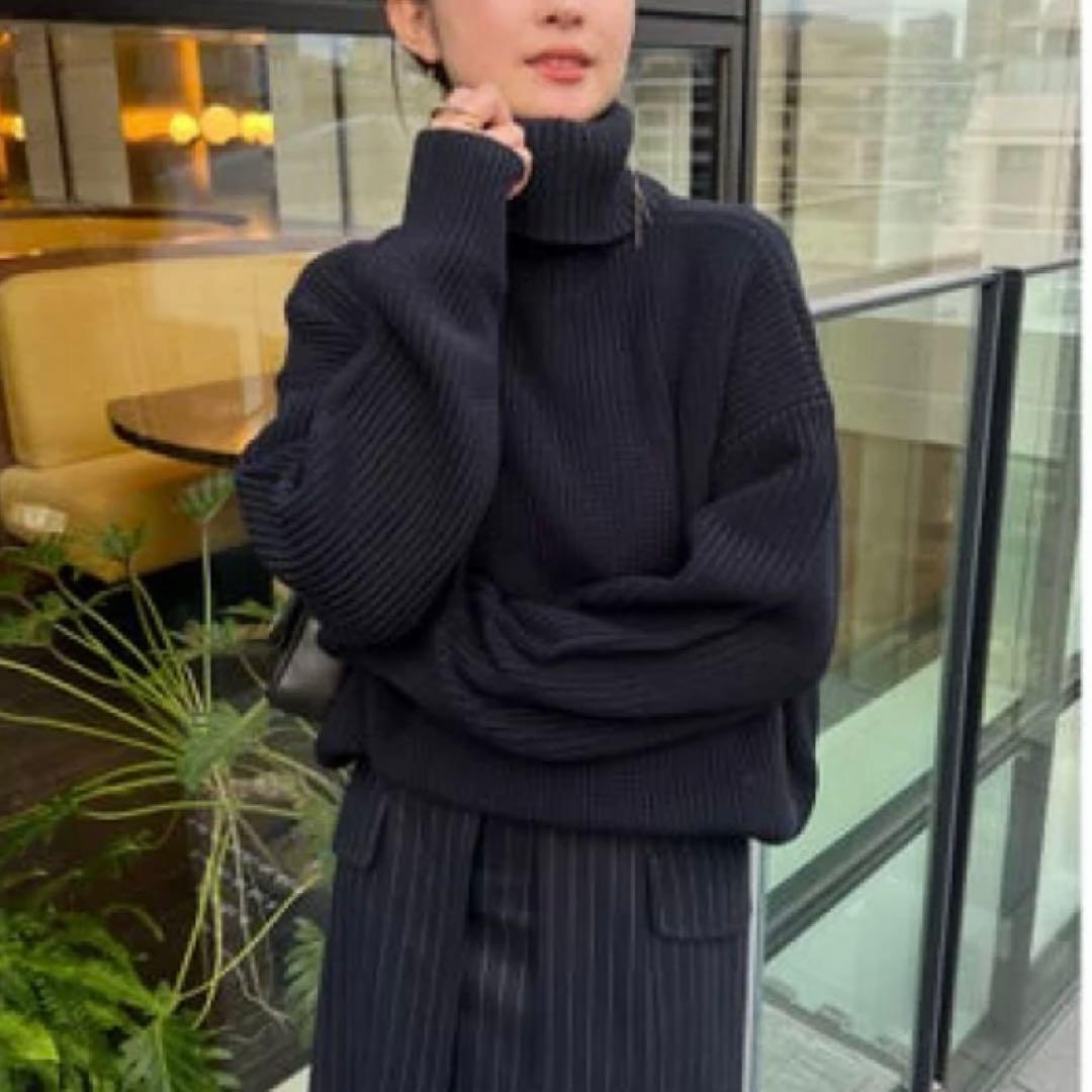 新品未使用 anuans アニュアンス ハイゲージタートルルーズニット トップス