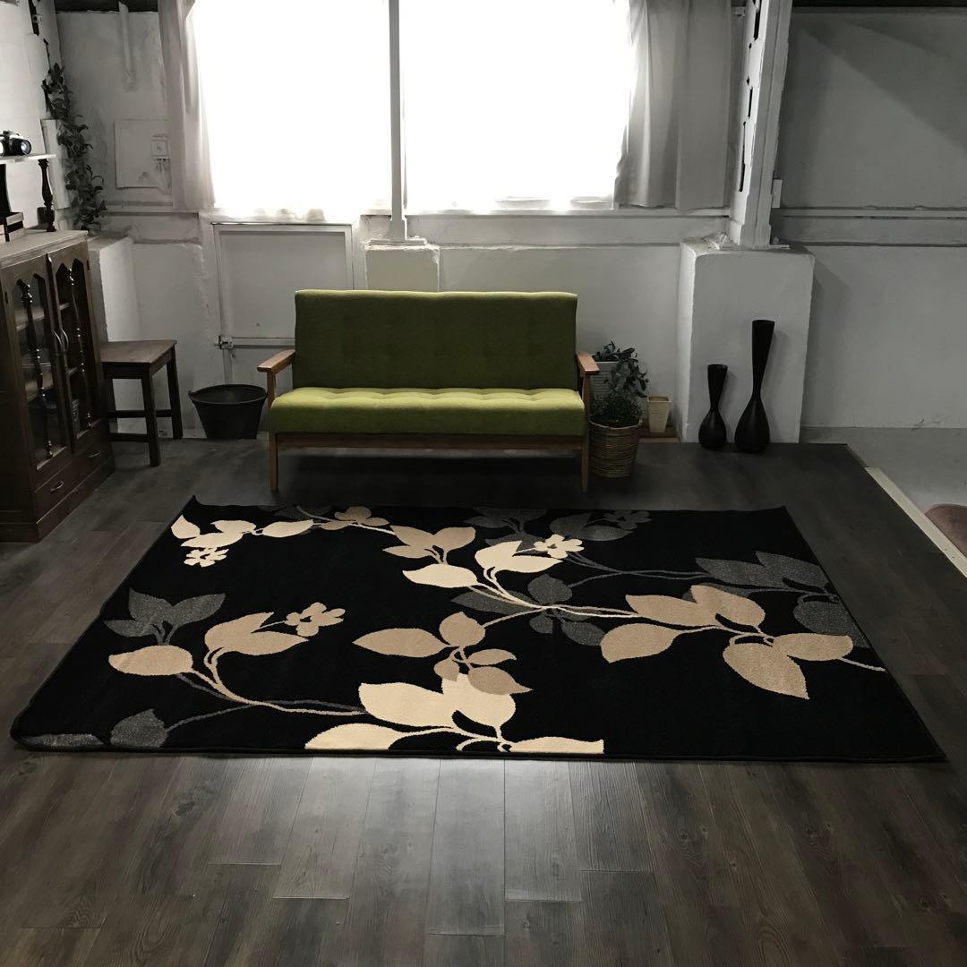 ラグ ラグマット 160x228cm カーペット ブラック ウィルトン織