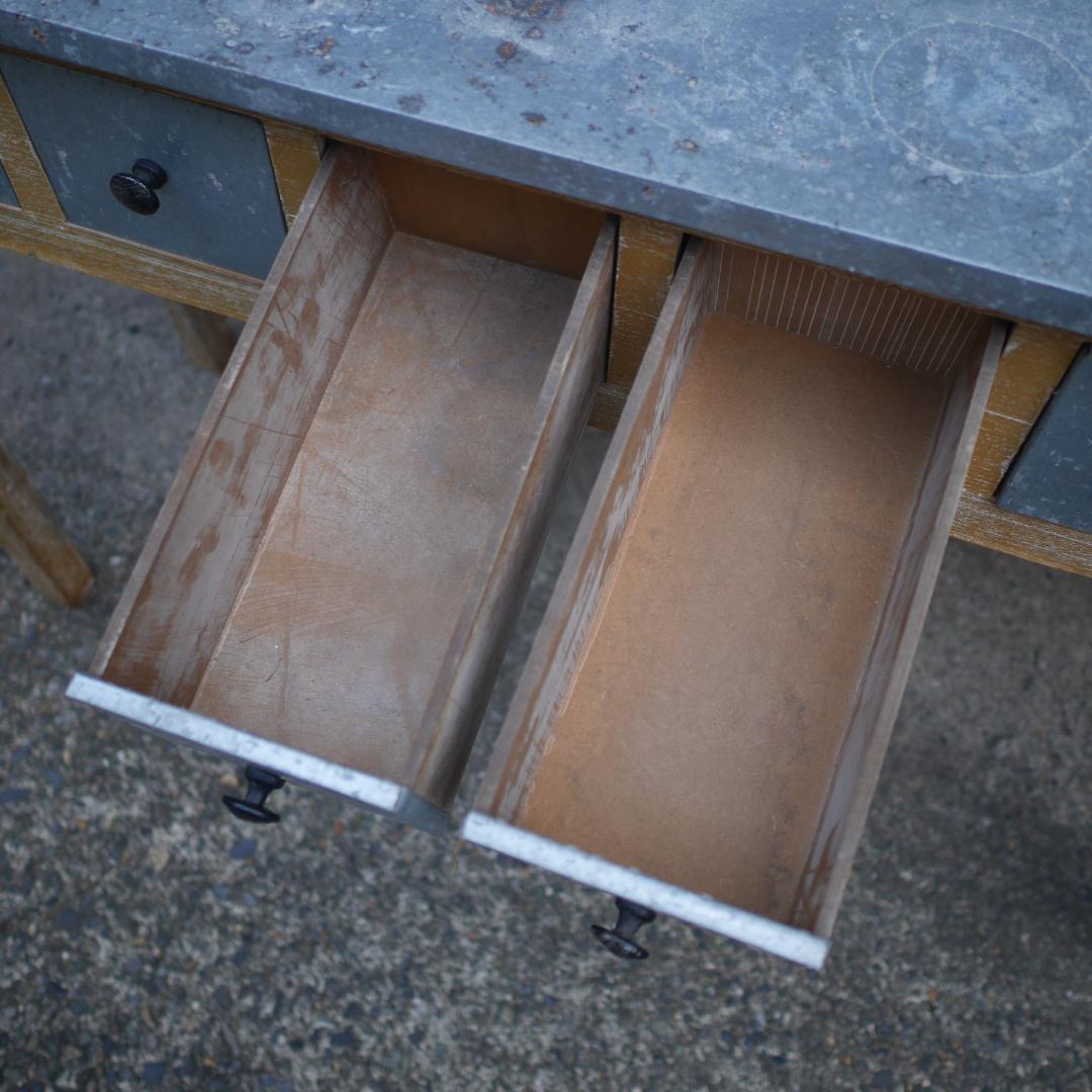 コンソールテーブル ワークデスク 作業台 古道具 ガレージ ヴィンテージ