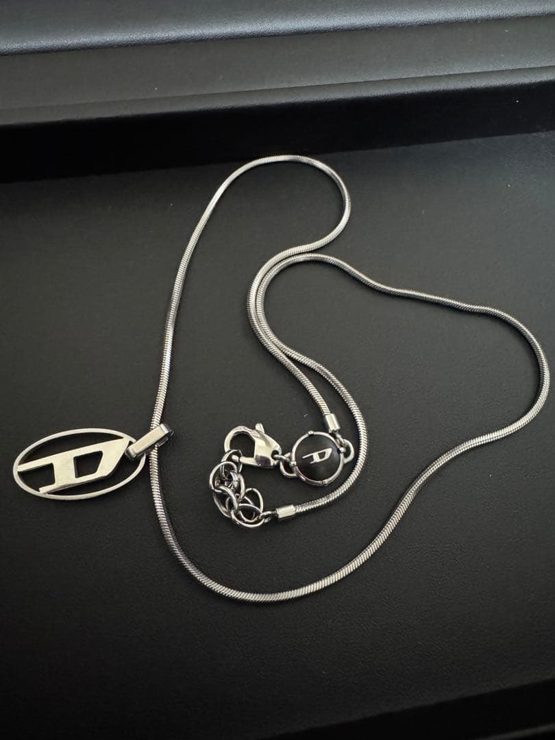 【中古】DIESEL ロゴネックレス シルバー 60cm ユニセックス