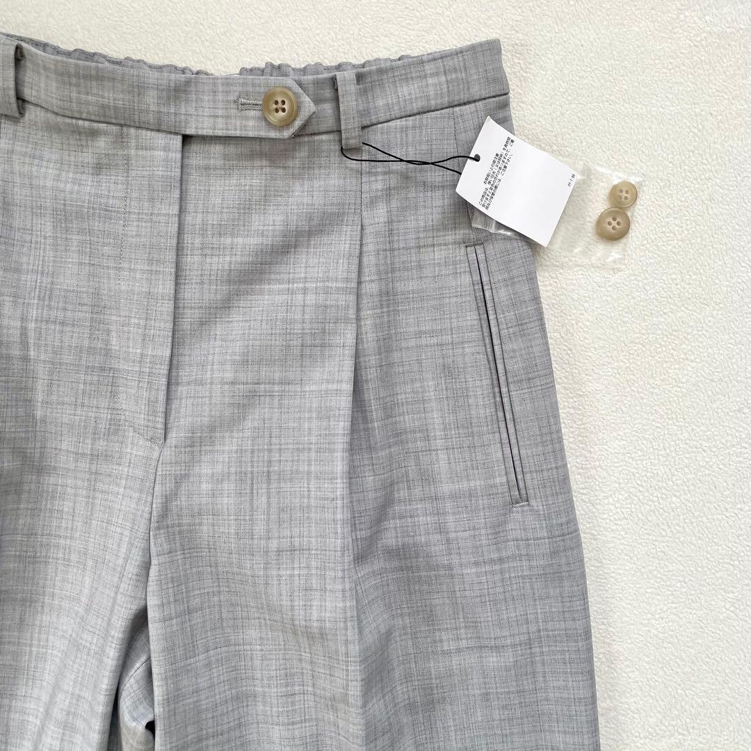 美品✨プラステ ノーカラー ワイドパンツ スーツ セットアップ ネイビー グレー