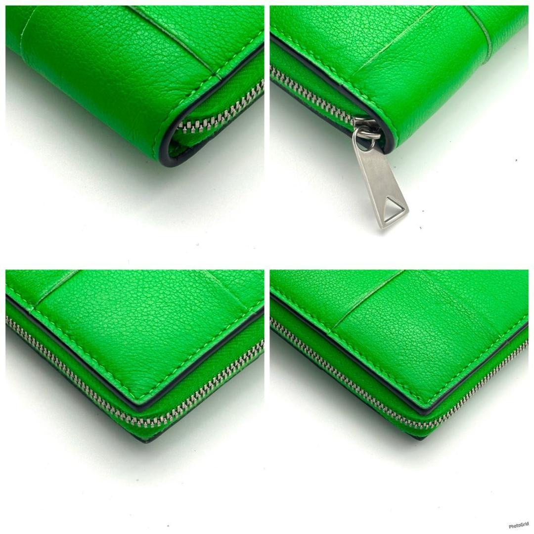 【最高級美品】ボッテガヴェネタ カセット グリーン 長財布 ジッピーウォレット