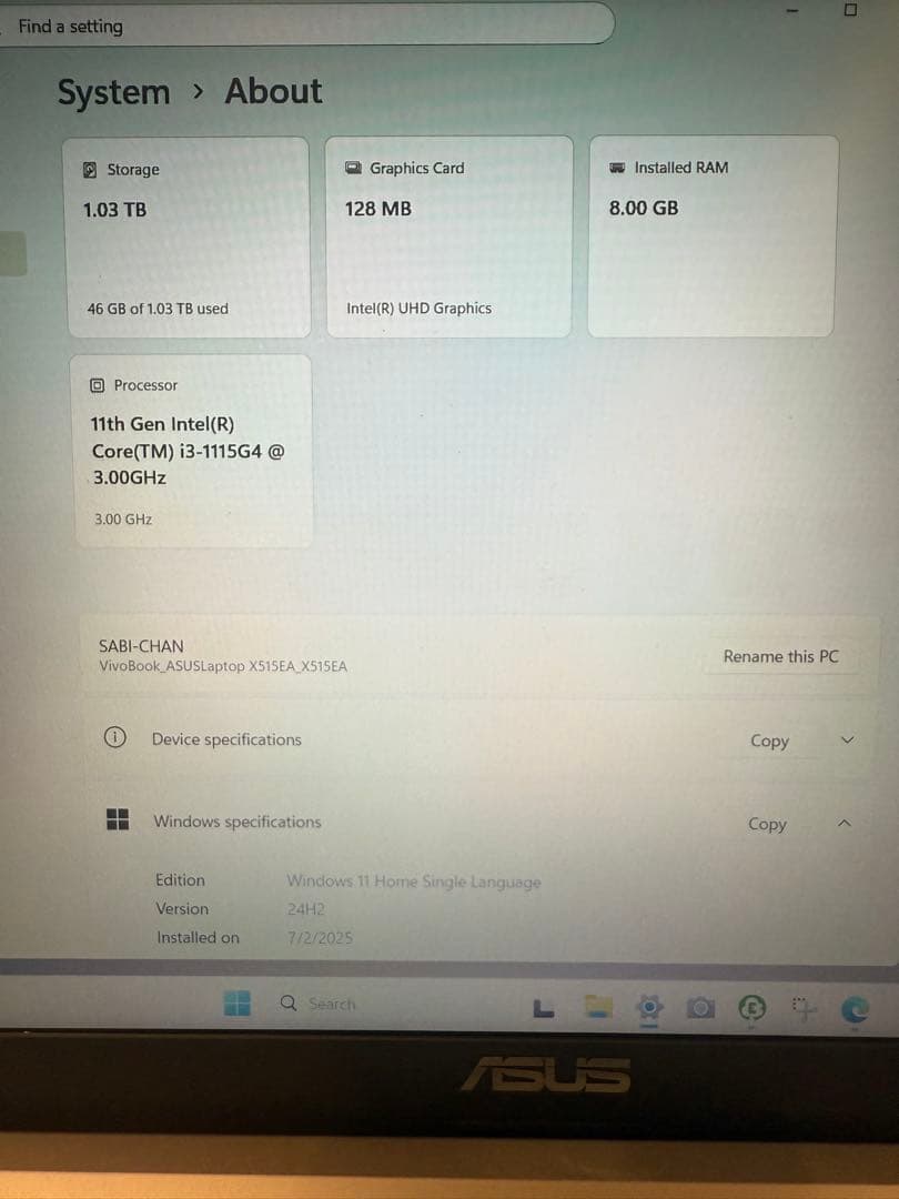 英語表記 ASUS X515EA ノートパソコンOffice付き Core i3