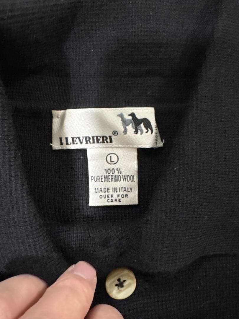 美品　90s イタリア製　メリノウール　ポロニット　サイズL ブラック