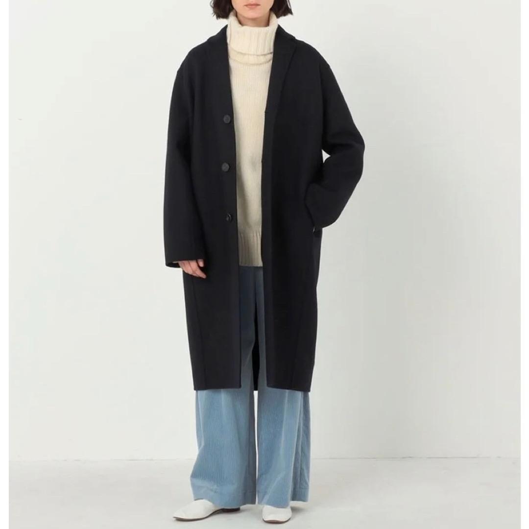 GALERIE VIE ウールカシミヤライトメルトン チェスターコート ネイビー