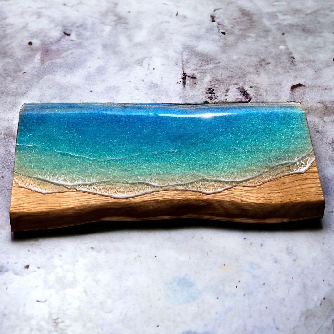 一枚板　レジン　レジンアート　海アート　インテリア　オーシャンアート　無垢