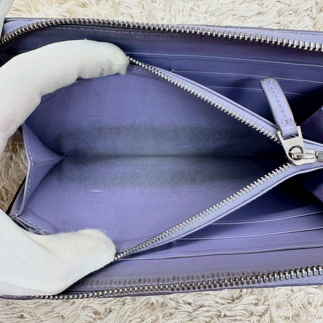 【美品】ボッテガヴェネタ 長財布 ラウンドファスナー パープル マキシ