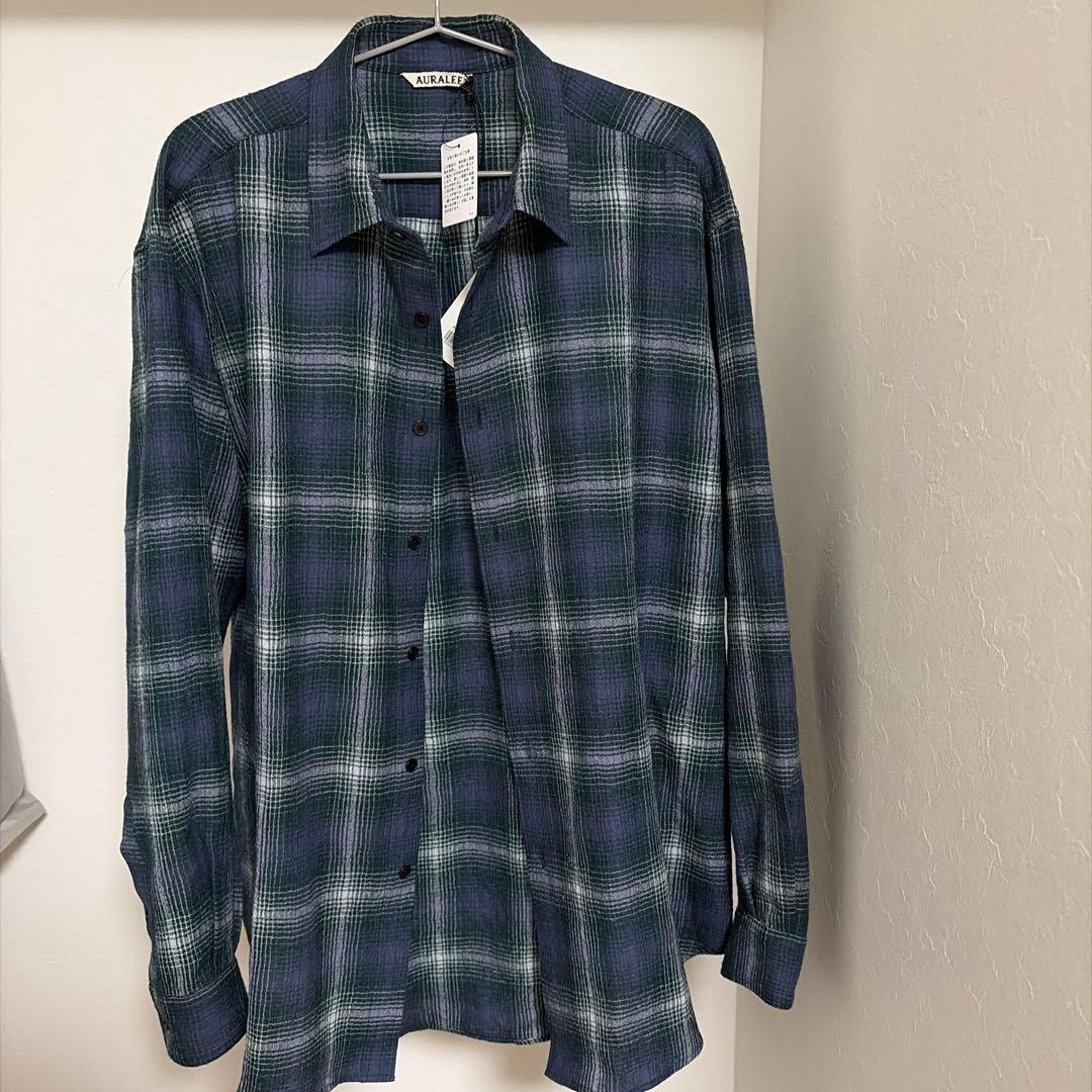 トップス AIRY WOOL CHECK SHIRT