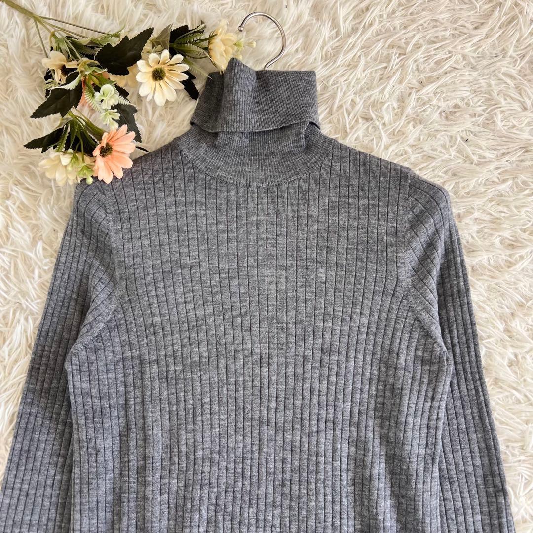 Drawer ドゥロワー カシミヤ シルク リブ タートル ネック ニット