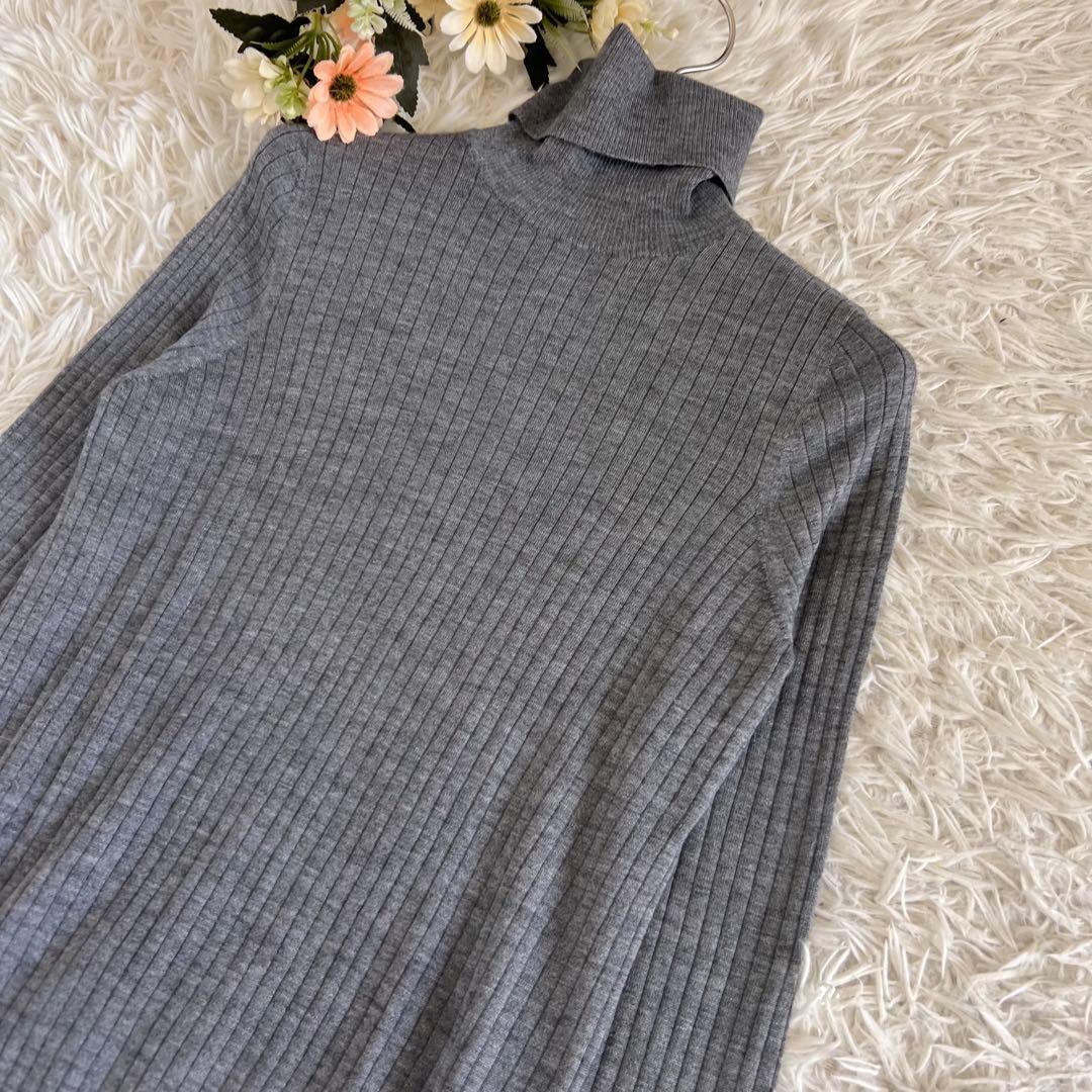 Drawer ドゥロワー カシミヤ シルク リブ タートル ネック ニット