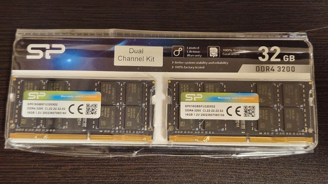 SP 32GB DDR4 3200MHz デュアルチャンネルキット