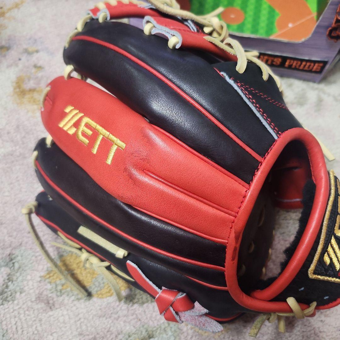 ZETTプロステ軟式グローブ 黒/赤