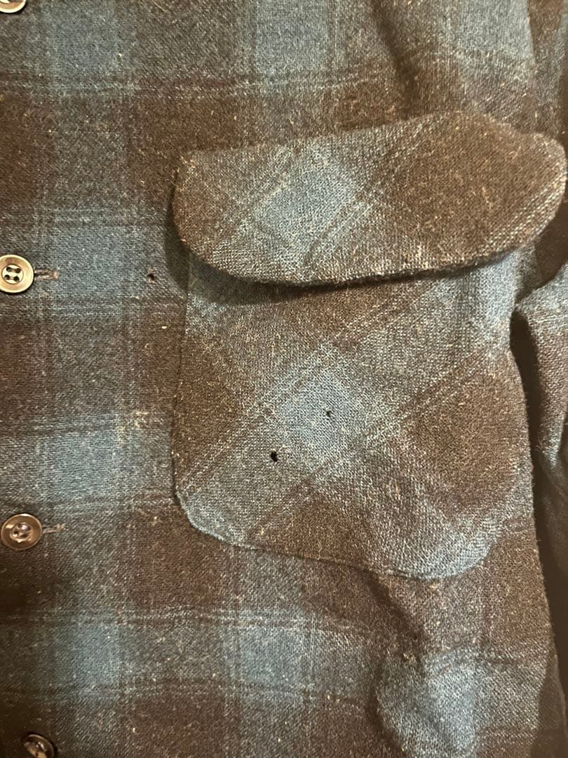 pendleton ウールシャツ　ボードシャツ　オンブレシャツ　50年代　青黒