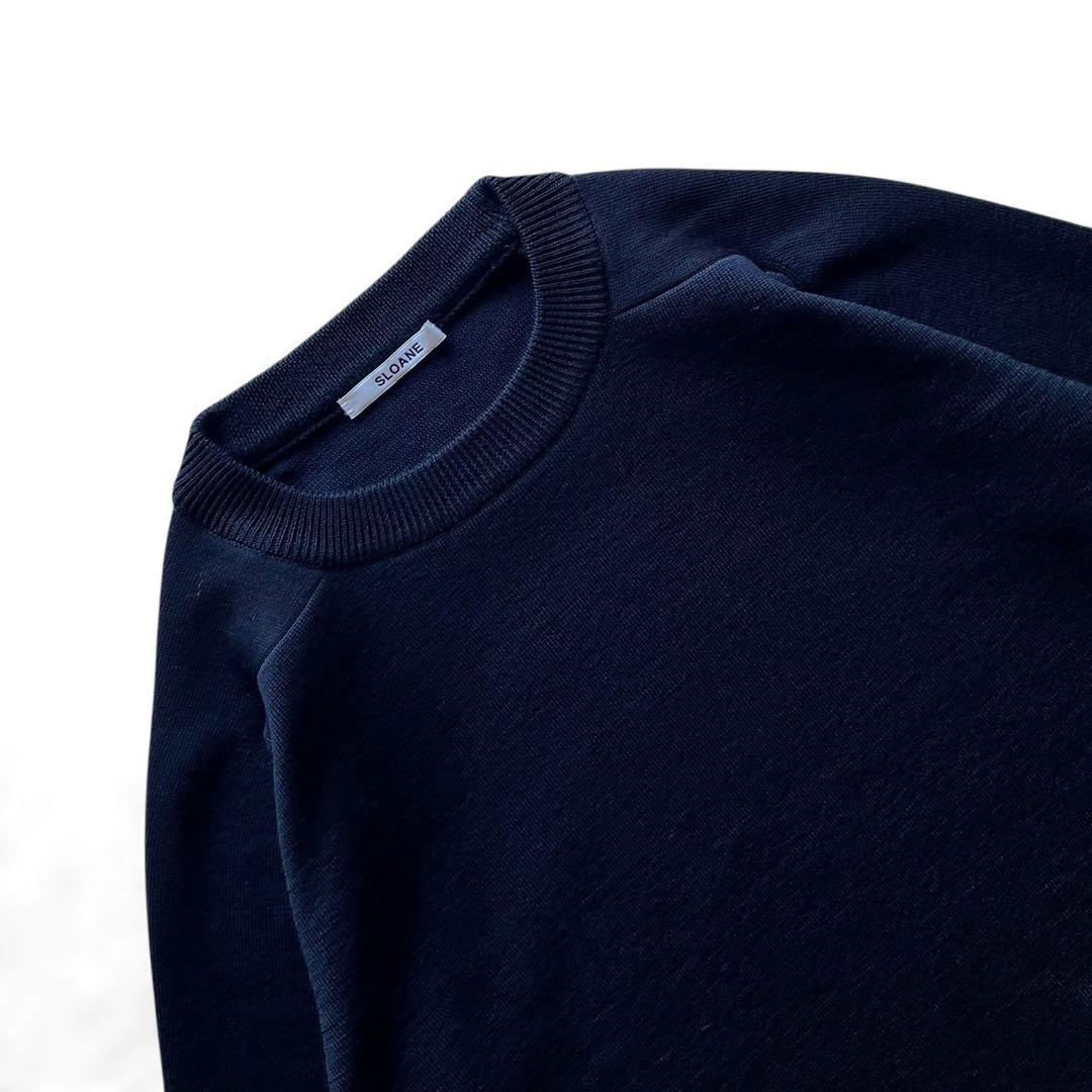 【美品】SLOANE/12Gダブルフェイス天竺クルーネック/ネイビー