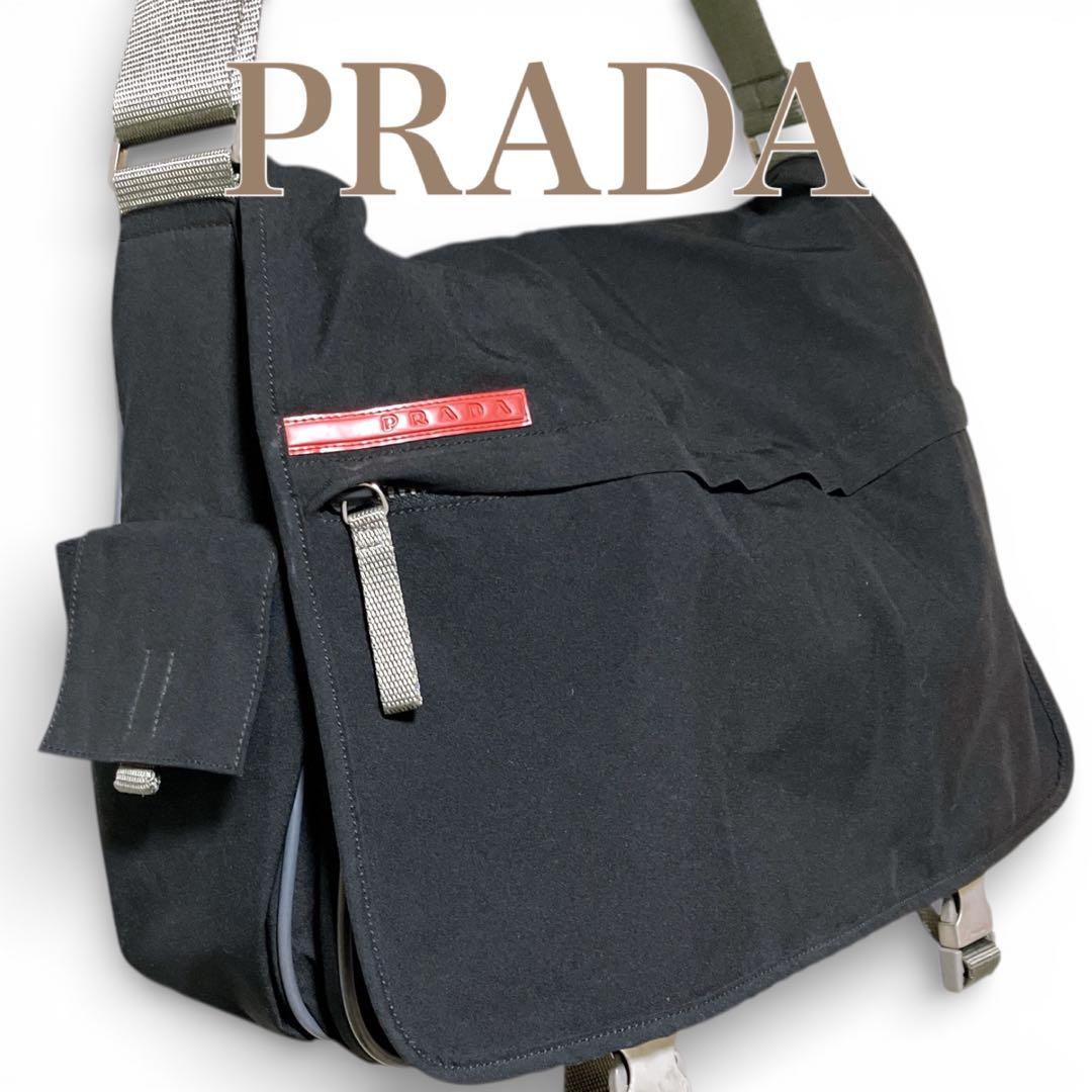 プラダ スポーツ ギャランティ 洗える A4収納可 メッセンジャーバッグブラック