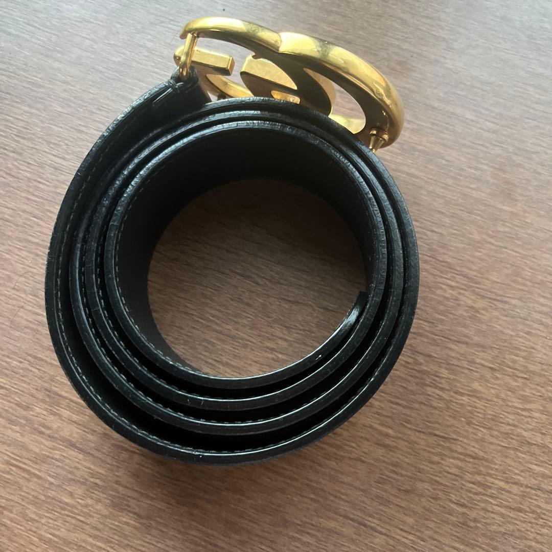 GUCCI 黒レザー ベルト 402993