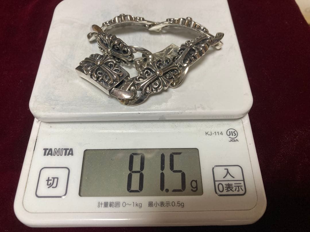 フローラルクロスデザインブレスレット　シルバー925 大きめブレスレット