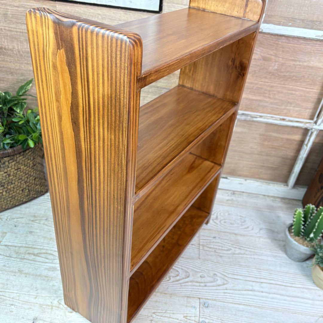 カントリー北欧パイン材四段ラックシェルフ（50㎝×70㎝）木製飾り棚調味料棚本棚