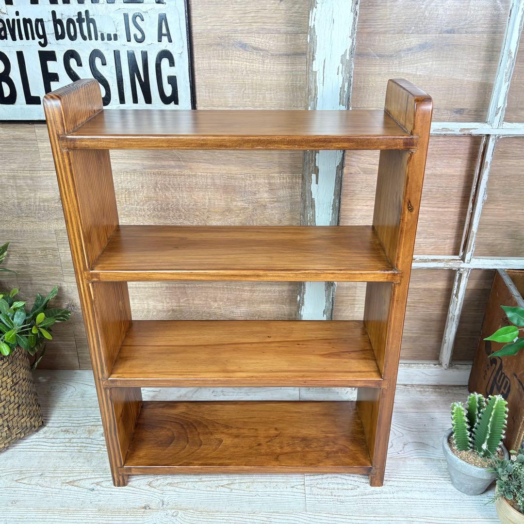 カントリー北欧パイン材四段ラックシェルフ（50㎝×70㎝）木製飾り棚調味料棚本棚