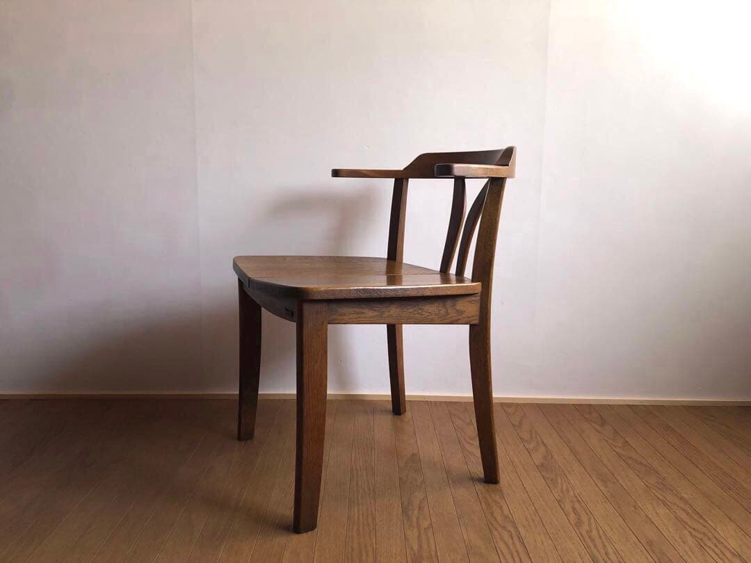 飛騨家具 浜本工芸 アームチェア④ 肘掛け 安楽椅子 楢無垢材 民藝 昭和レトロ