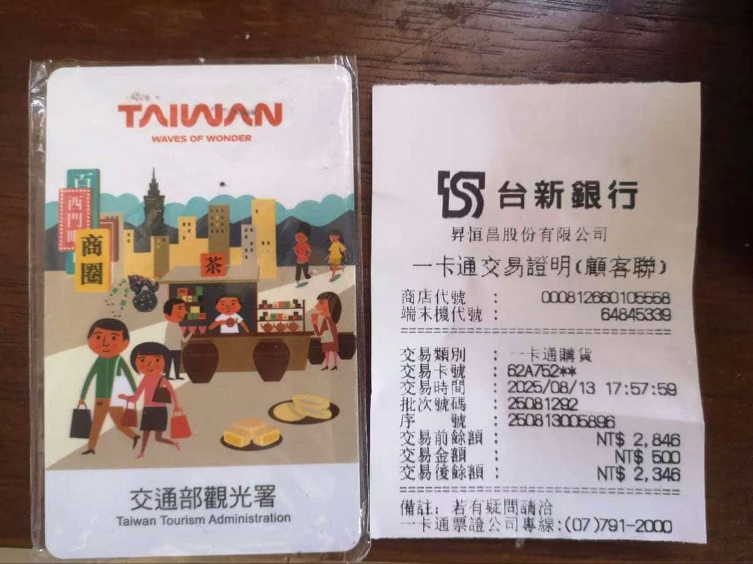 台湾 金福気 icashカード残金NT 2346台湾交通部観光署