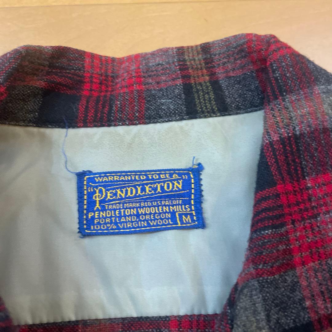 d*i様 グレー 赤 pendleton ウール ボードシャツ チェック USA