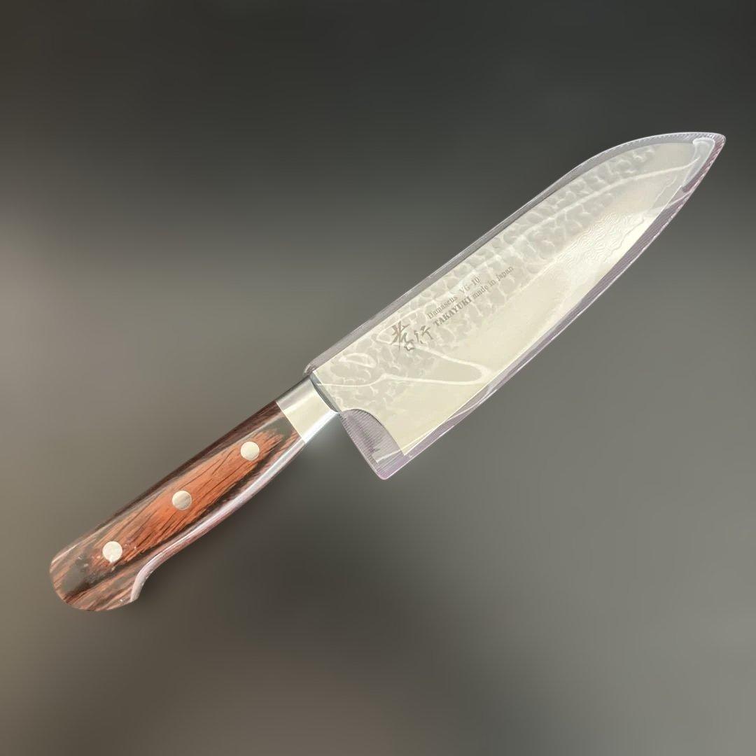 堺孝行　ダマスカス33層三徳包丁 180mmサビにくい鋼木製ハンドル