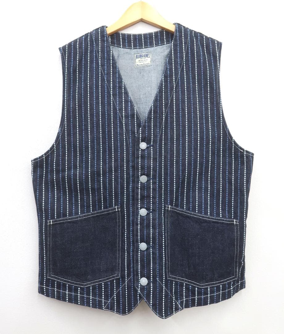 3403 美品 児島ジーンズ バイカラーウォバッシュ ベスト