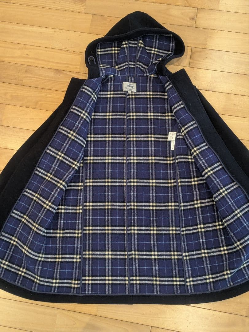 Burberry バーバリーズ　ダッフルコート　フード　ノバチェック　紺