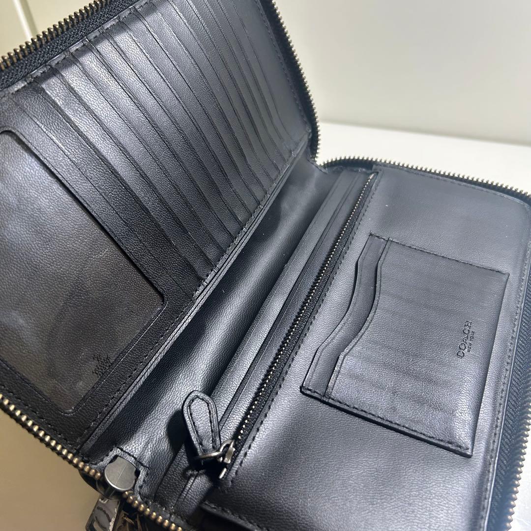 ✨美品✨ コーチ メンズ レザー ブラック ダブルジップ トラベルオーガナイザー