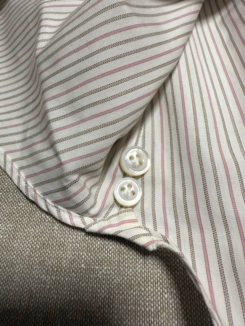 【新品】Cesare Attolini／B.Dストライプ／ブラウン／ピンク