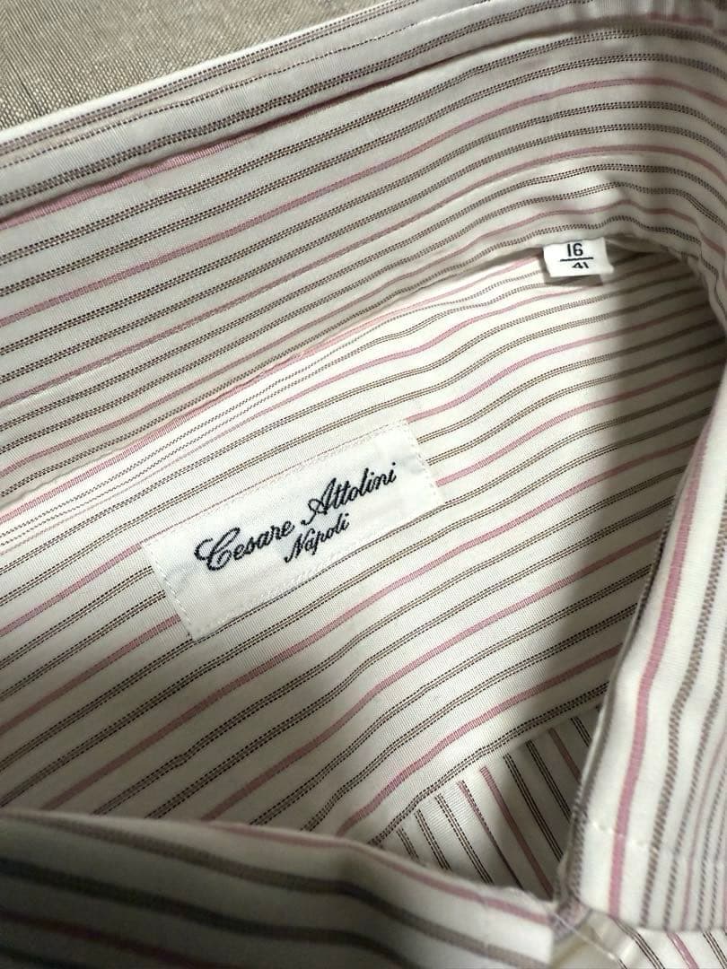 【新品】Cesare Attolini／B.Dストライプ／ブラウン／ピンク