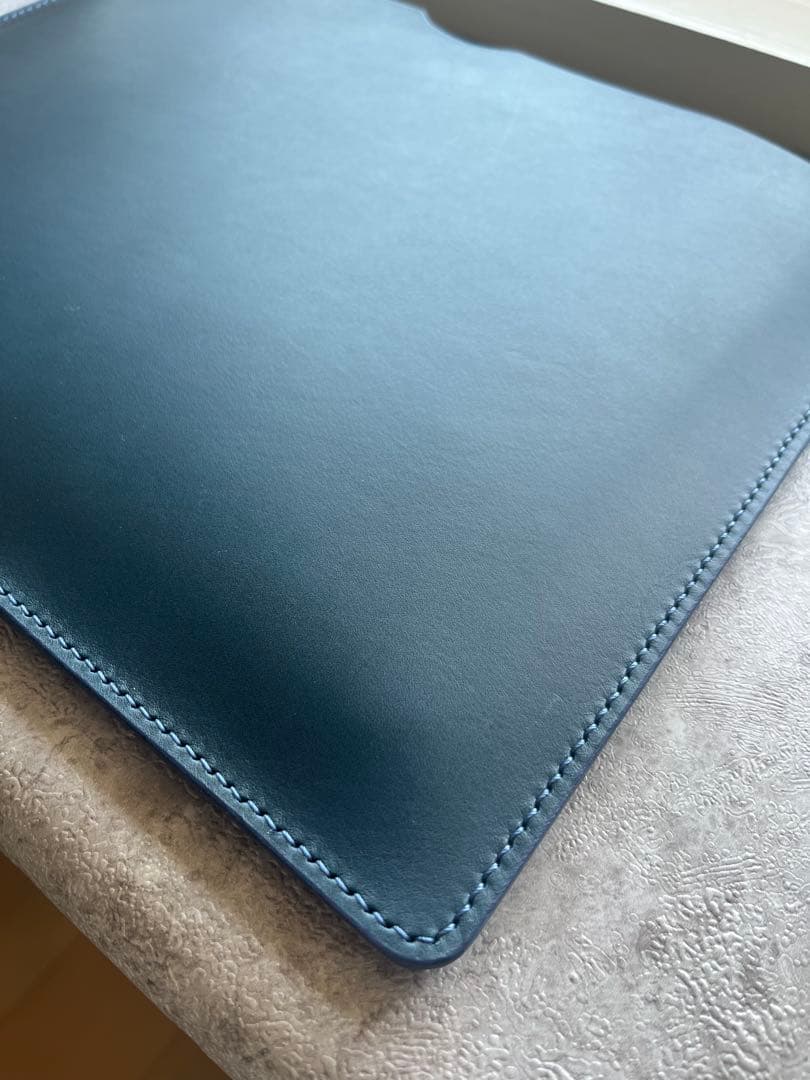 【レザーPCケース】イタリアンレザー ネイビー パソコン 13.14.15インチ