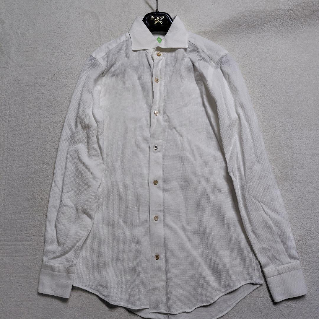 未使用に近い　現行　フィナモレ　シモーネ　コットンシャツ　凹凸　イタリア製