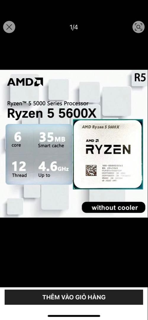 AMD Ryzen 5 5600X CPU (クーラーなし)