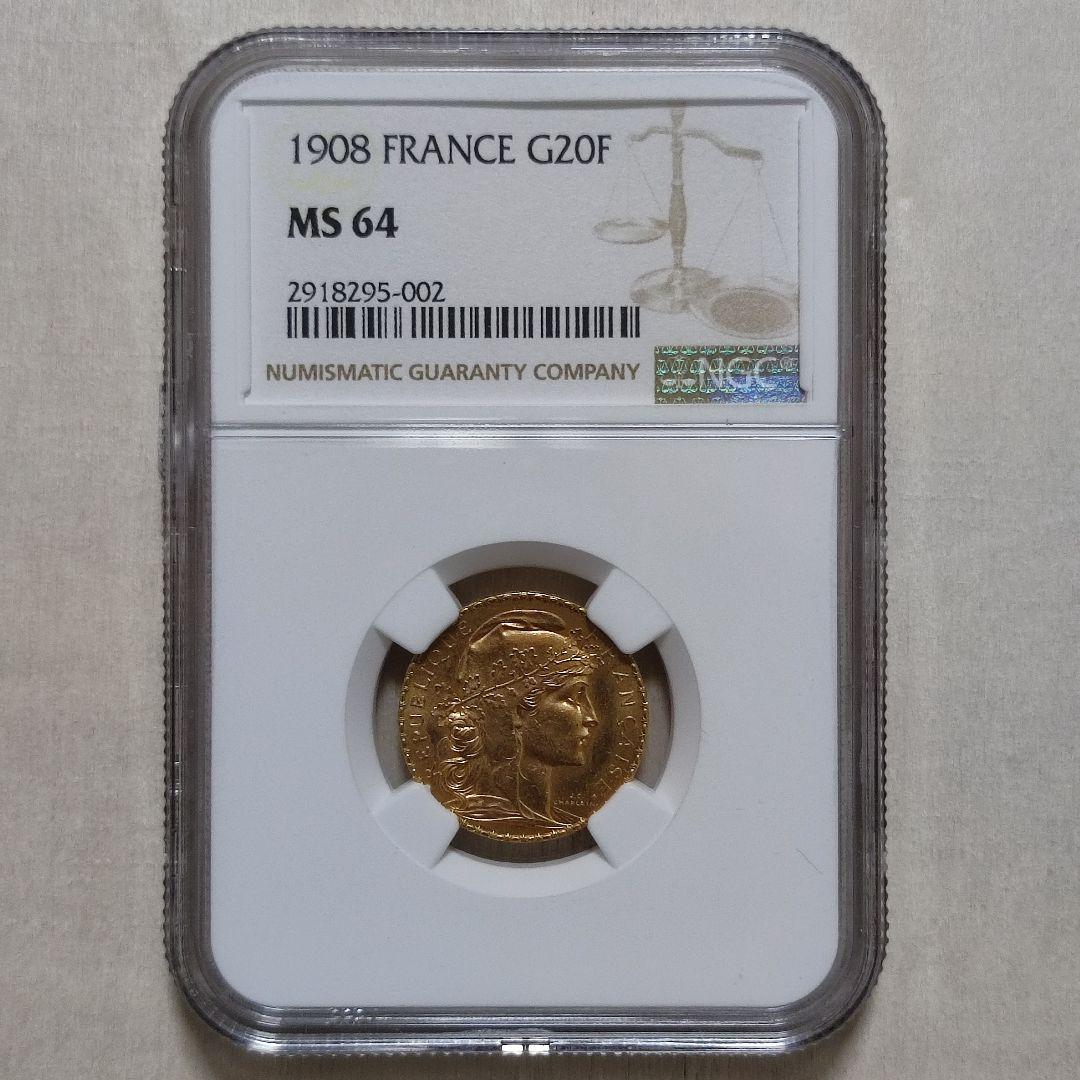 NGC MS64 金貨 フランス 20フラン 1913 マリアンヌ ルースター