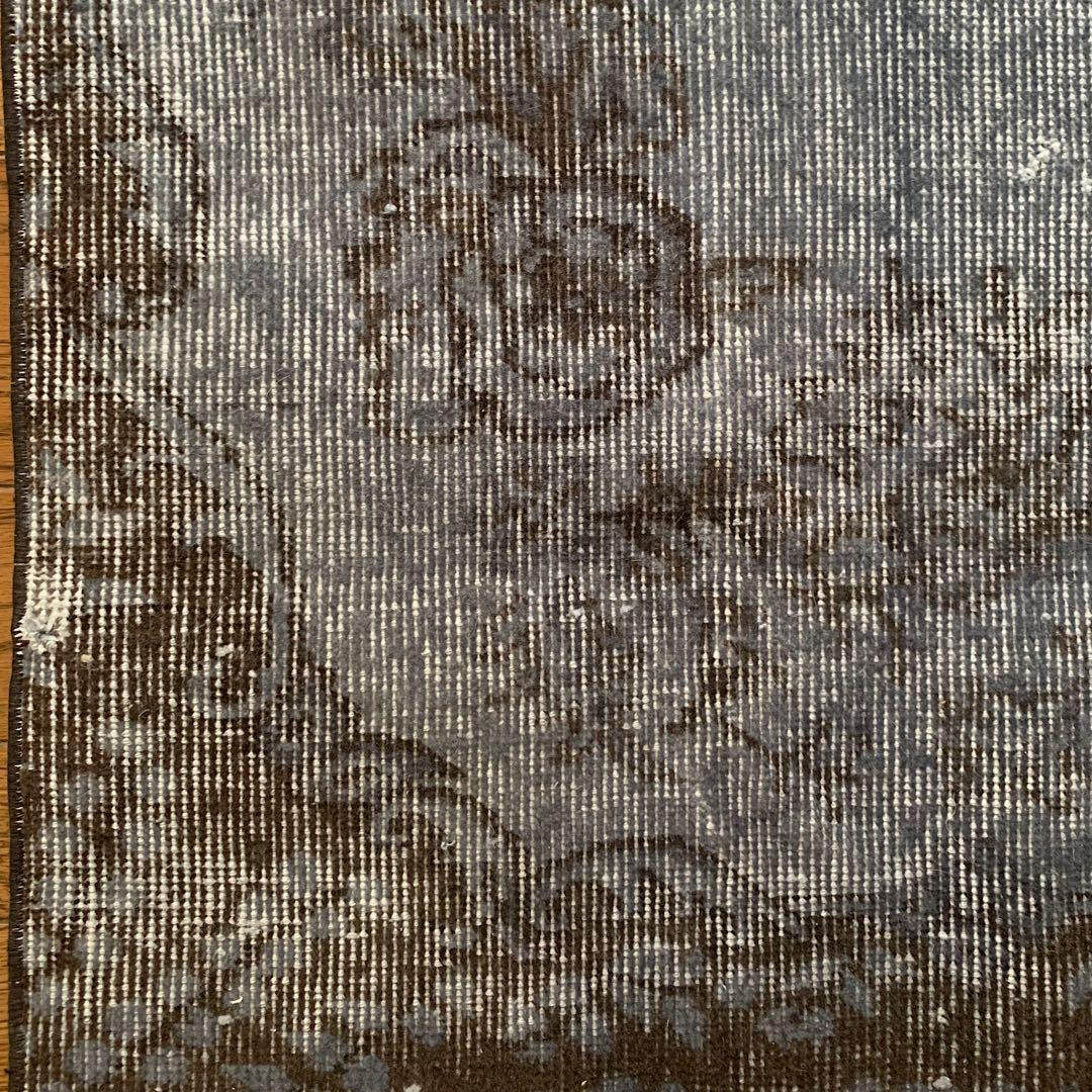 トルコヴィンテージラグ　207×104 グレー　ブラック　チョコ　オーバーダイ