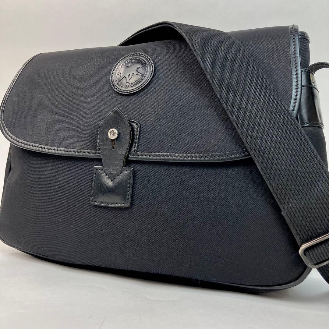 【美品・A4可】ハンティングワールド サファリ メッセンジャーバッグ 黒