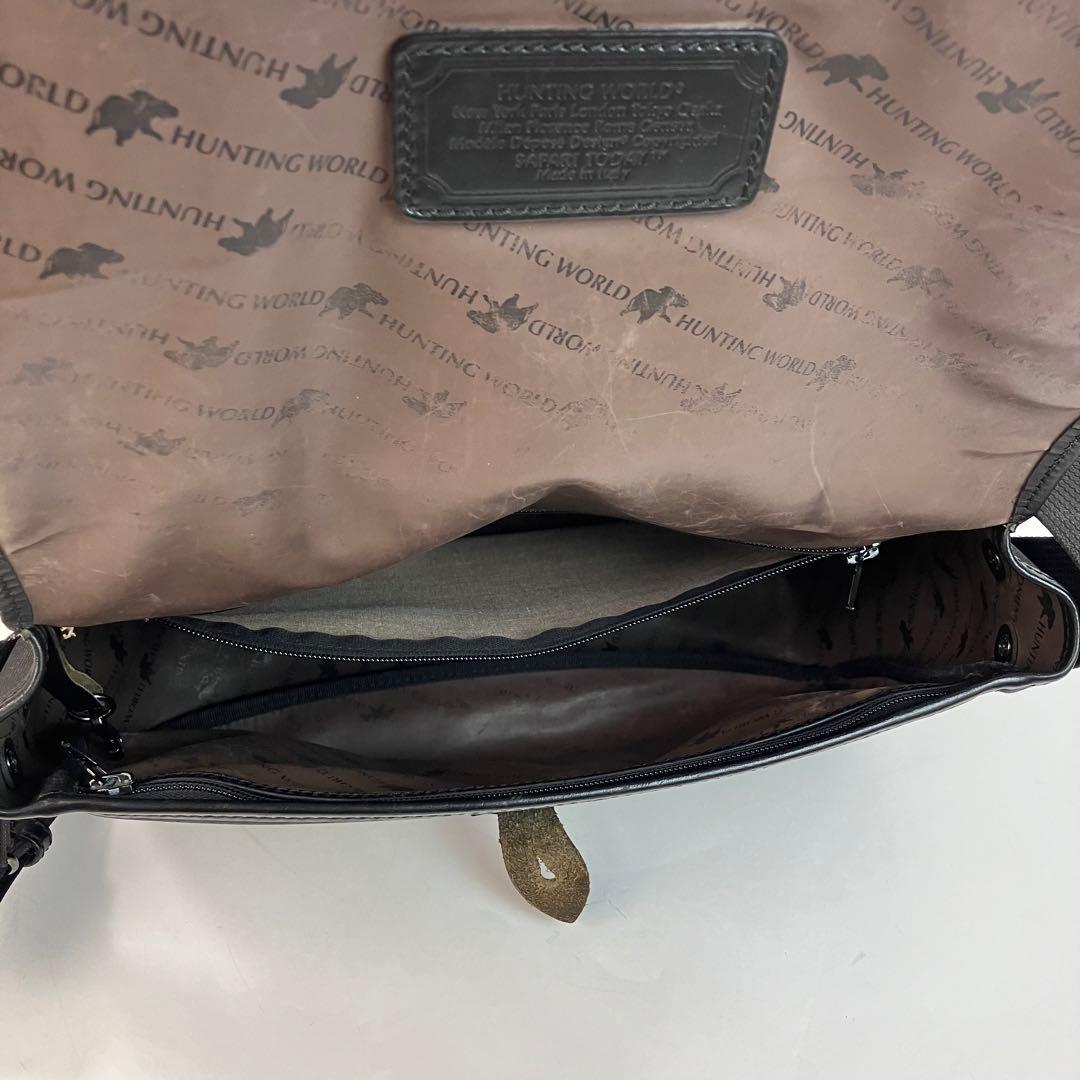 【美品・A4可】ハンティングワールド サファリ メッセンジャーバッグ 黒