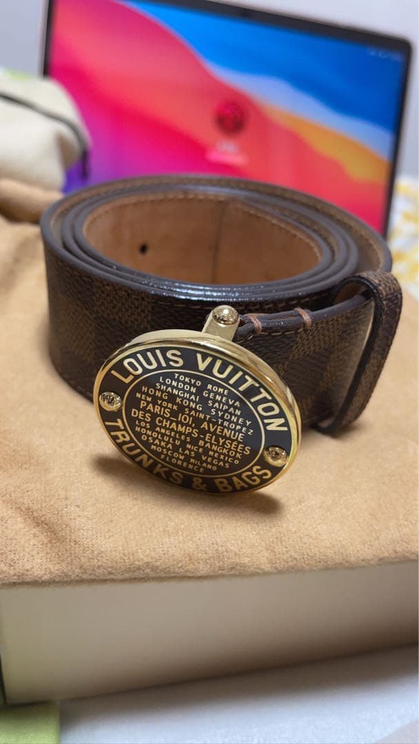 LOUIS VUITTON ブラウン ベルト 80/32