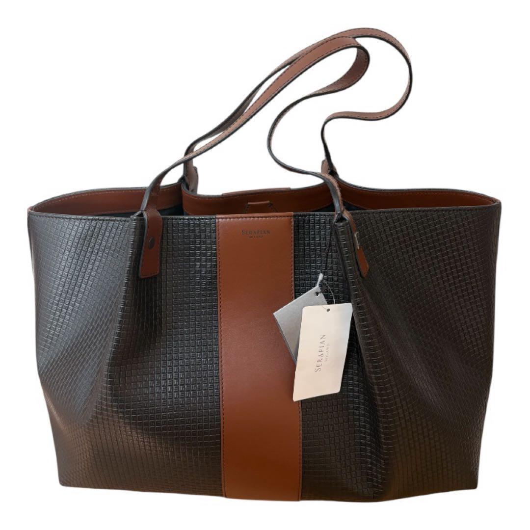 SERAPIAN トートバッグ ブラック/ブラウン