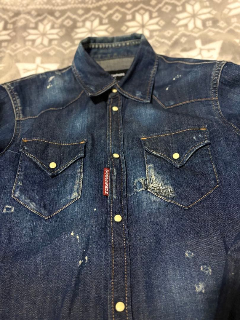 DSQUARED2 濃紺デニムシャツ　44