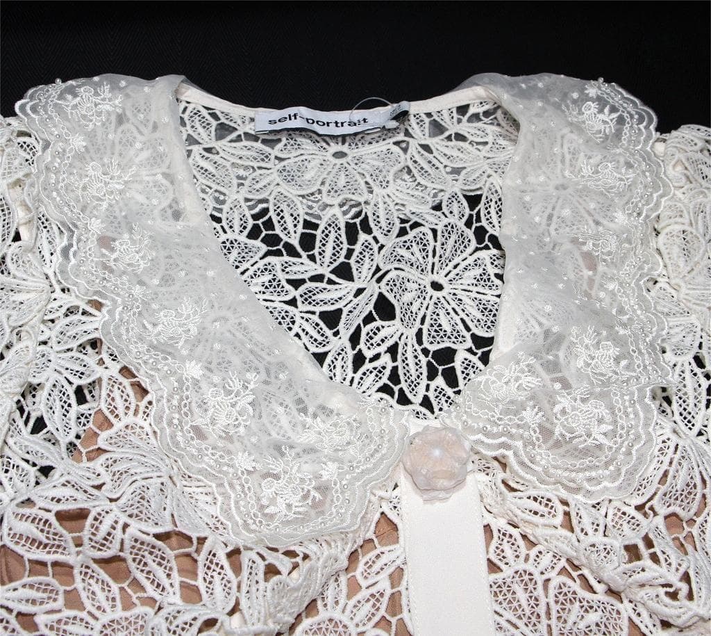 E*様 セルフポートレイト ワンピース レース 花柄 クリーム UK8 未使用