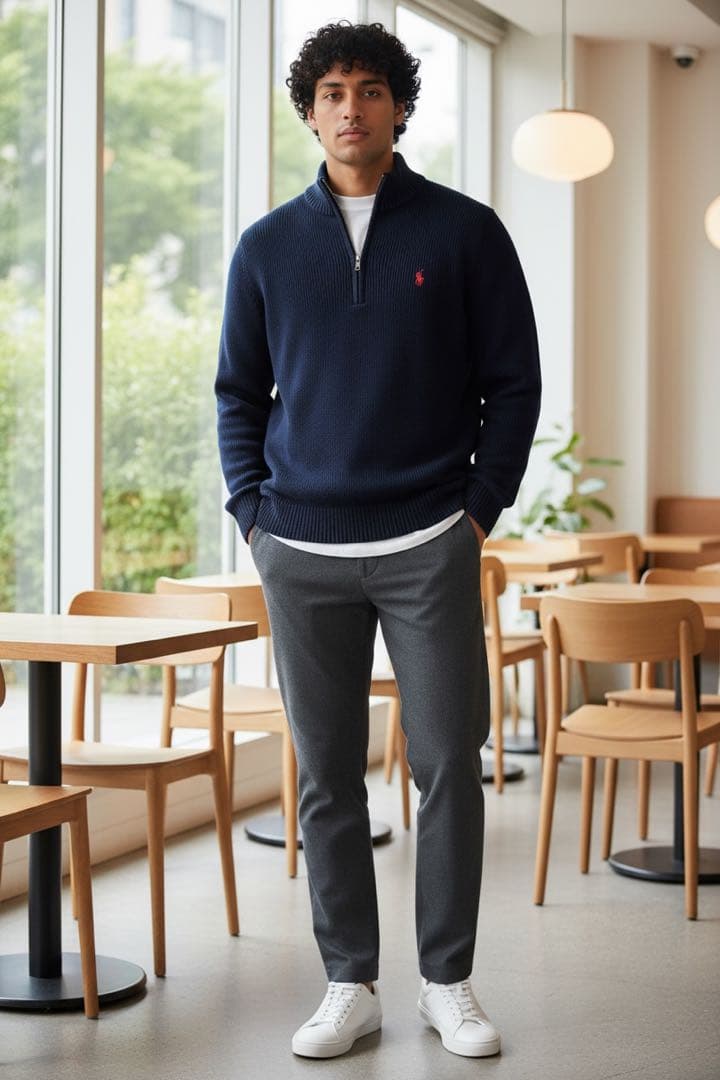 【新品】 ポロラルフローレン ハーフジップ ニット XL紺 ネイビー