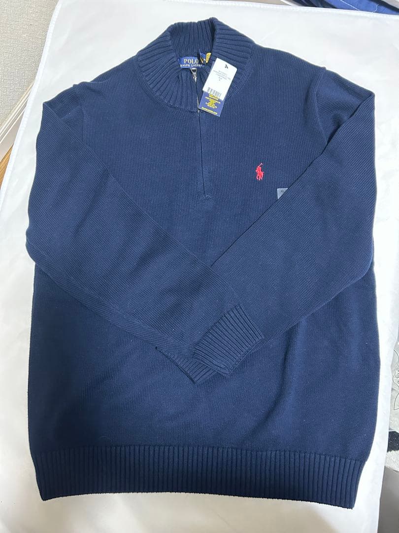 【新品】 ポロラルフローレン ハーフジップ ニット XL紺 ネイビー