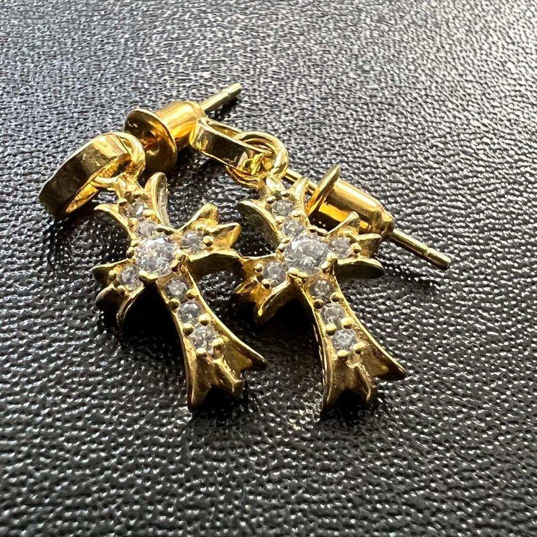 ラスト2セット☆売り切りセール☆ 22K クロス 刻印ありゴールド パヴェ