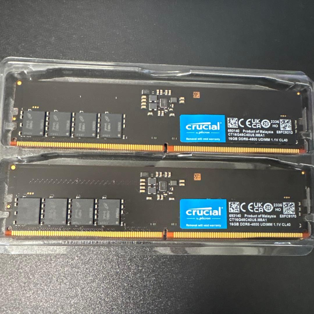 crucial 32GB 16GBx2枚 DDR5-4800 UDIMM メモリ