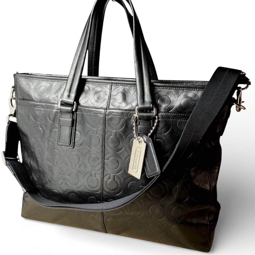 【美品】COACH コーチ70253 オプアートビジネスバッグ　2way A4